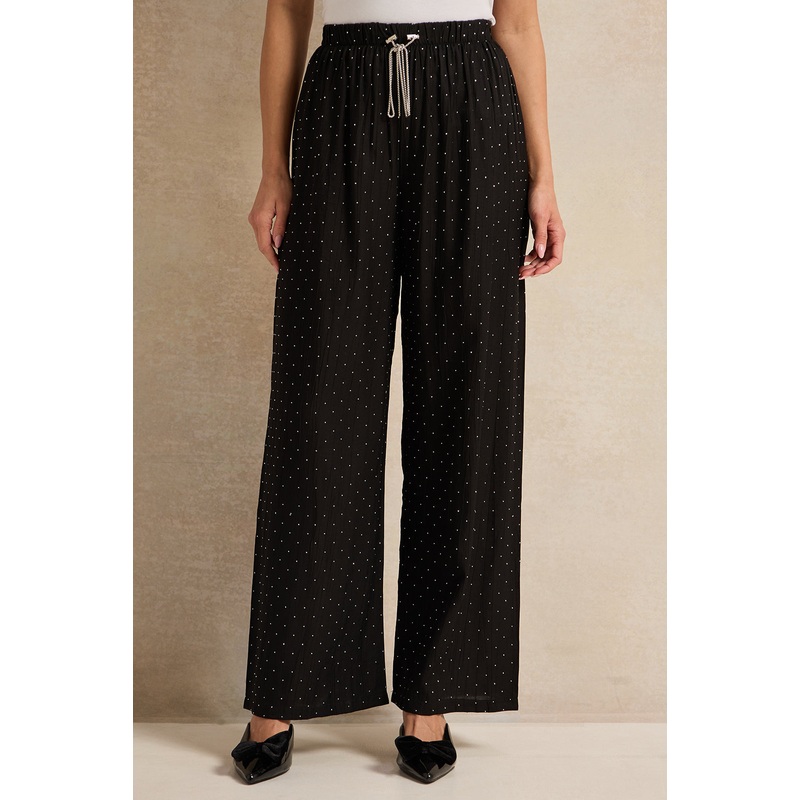 Women Black All Over Heat Stud Trouser