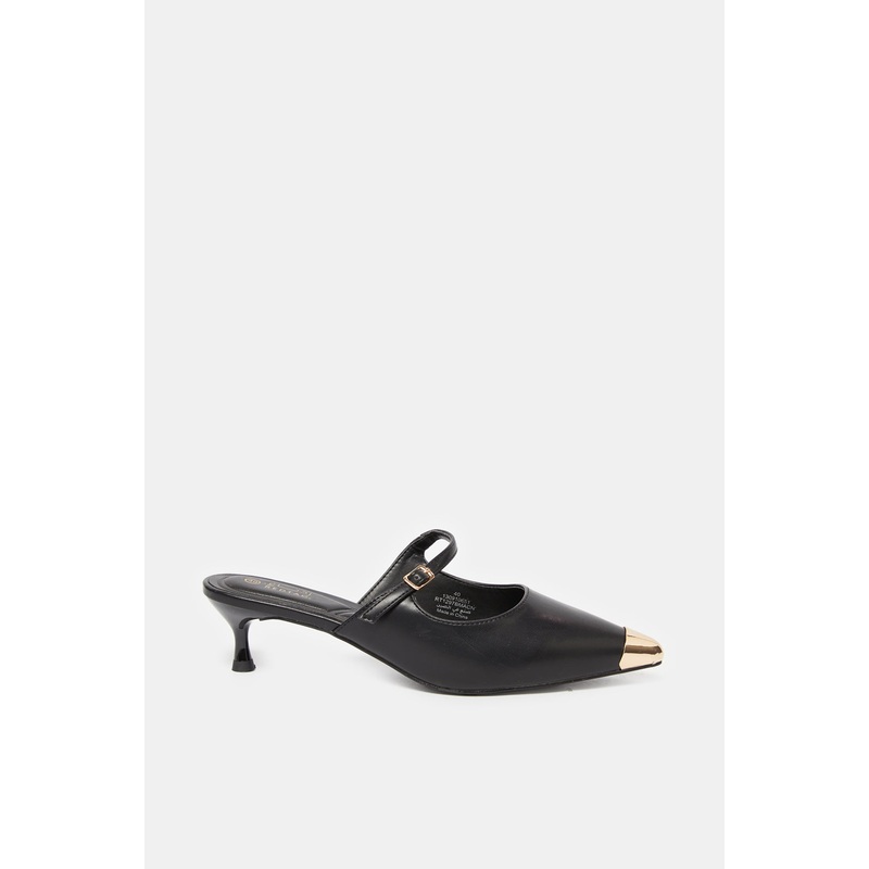 Women Black Gold Pointy Mule|EU36|EU37|EU38|EU39|EU40|EU41