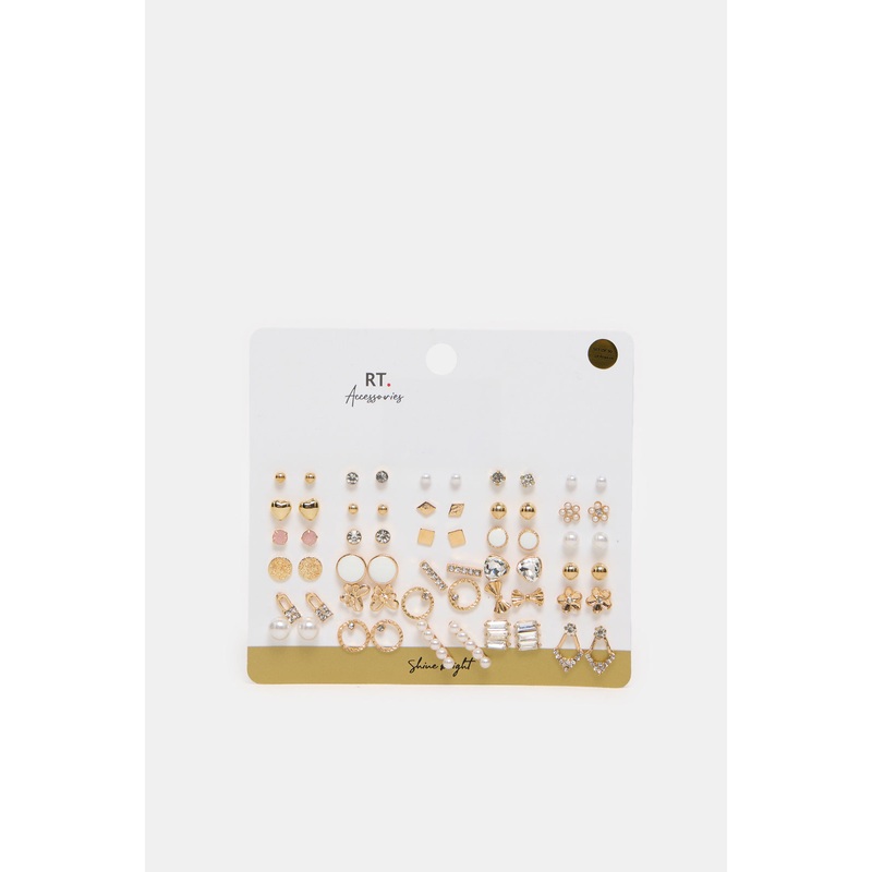 Women Gold Embellished Earrings (30 Pairs)