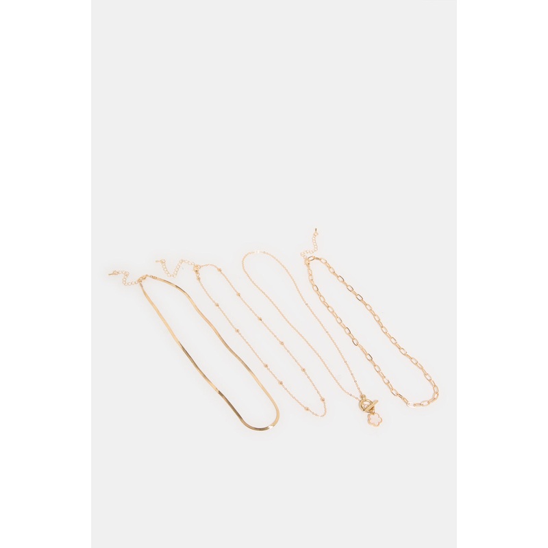Women Gold Embellished Necklace (4 Piece)