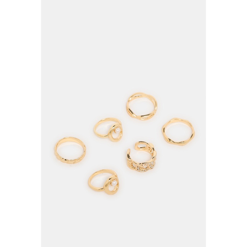 Women Gold Embellished Rings (6 Piece)