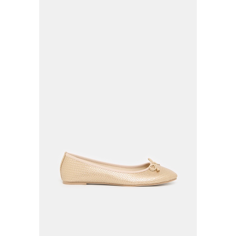Women Gold Weaved Upper Ballerina