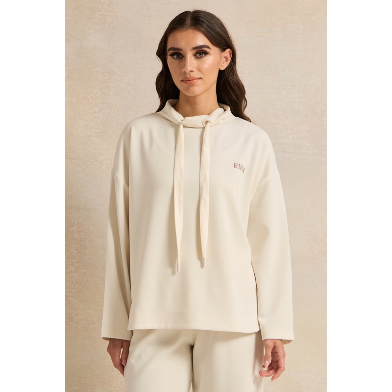 Women Ivory Long Sleeve Sweatshirt