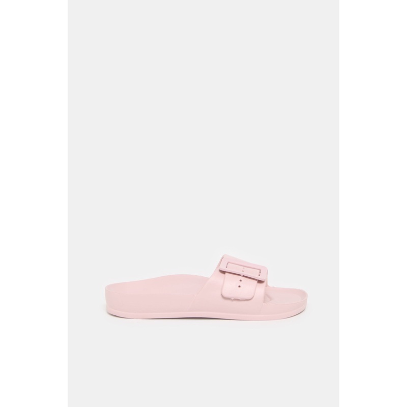 Women Pink Molded Buckle Trim Slide