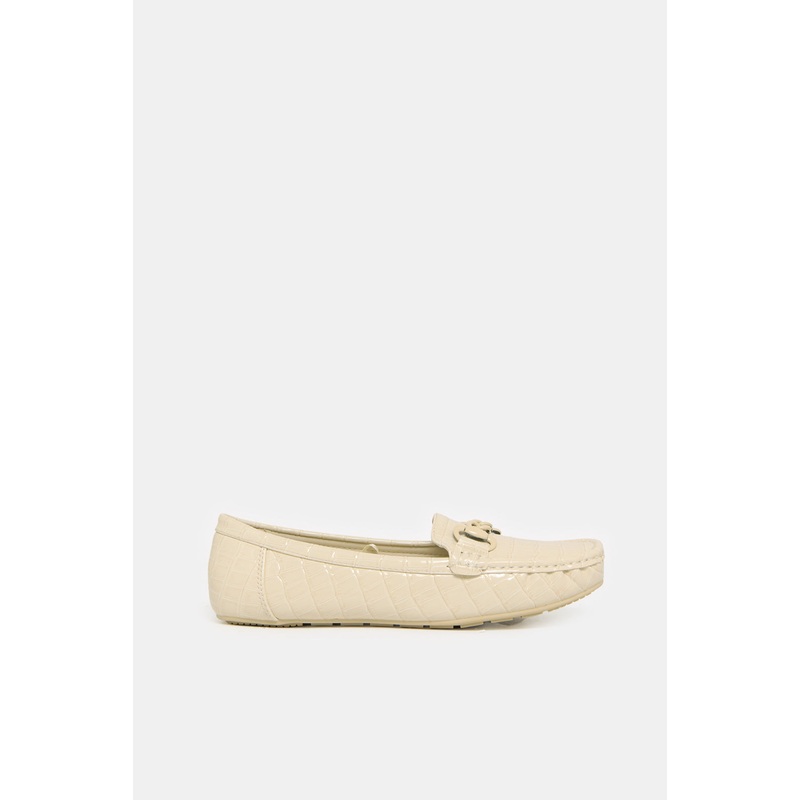 Women White Embellished Moccasins
