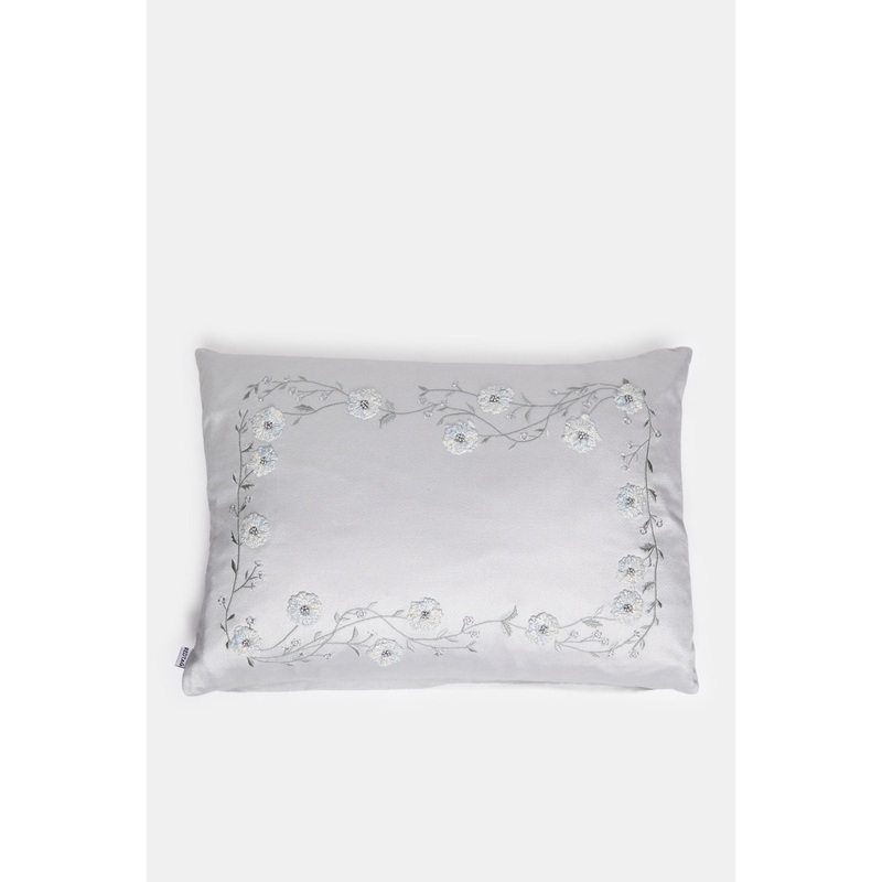 Blue Floral Embroidered Cushion