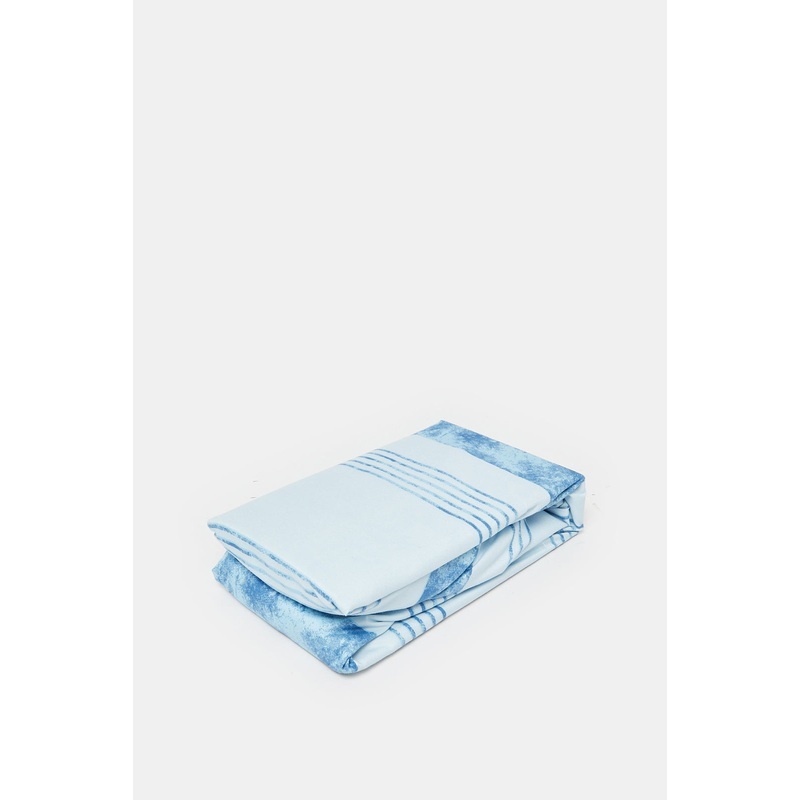 Blue Stripe Printed Fitted Sheet (Double Size)