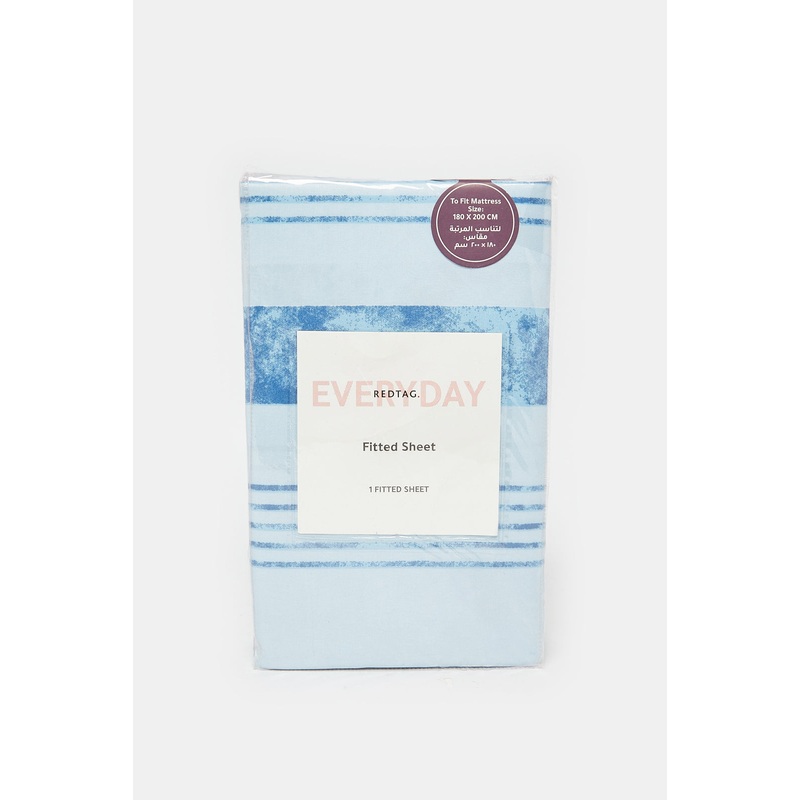 Blue Stripe Printed Fitted Sheet (King Size)