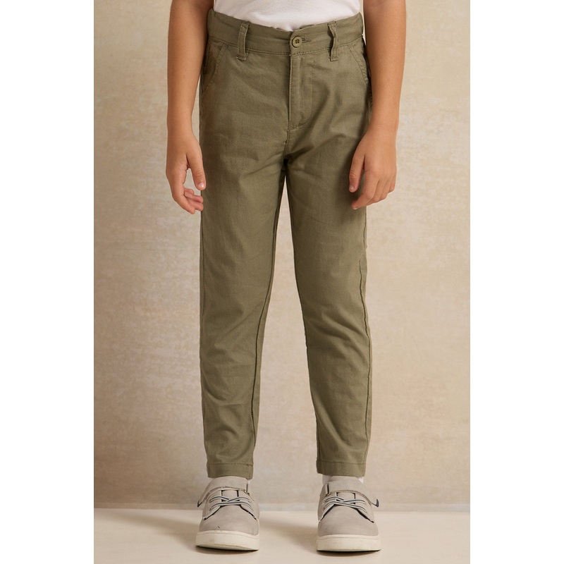 Boys Olive Linen Trouser|2-3 Years|3-4 Years|4-5 Years|5-6 Years|6-7 Years|7-8 Years