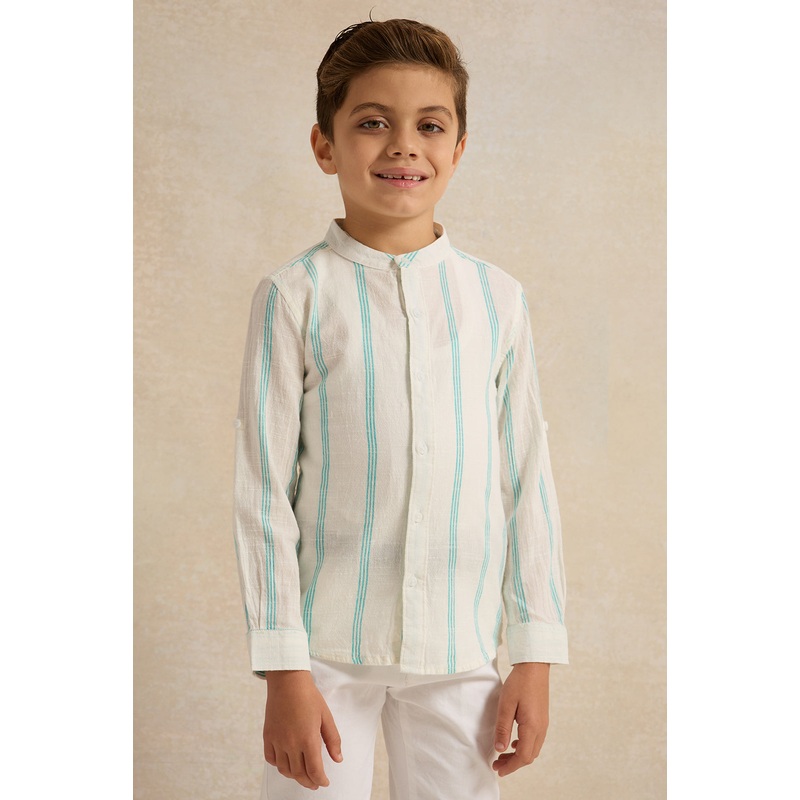 Boys White Striped Shirt|2-3 Years|3-4 Years|4-5 Years|5-6 Years|6-7 Years|7-8 Years