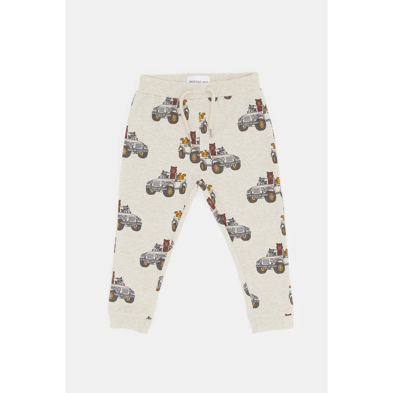 Infant Boys Beige Jeep Print Jogger Pants