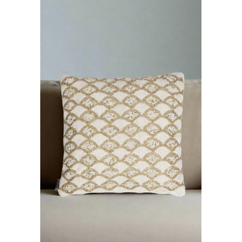 Ivory Beaded Cushion
