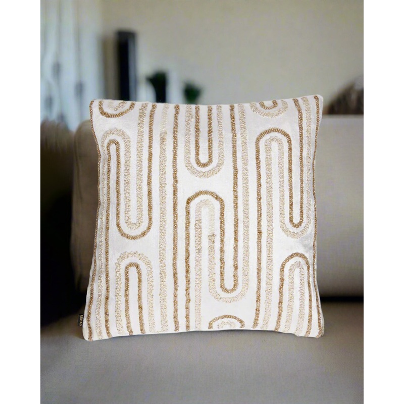 Ivory Contemporary Beaded Cushion