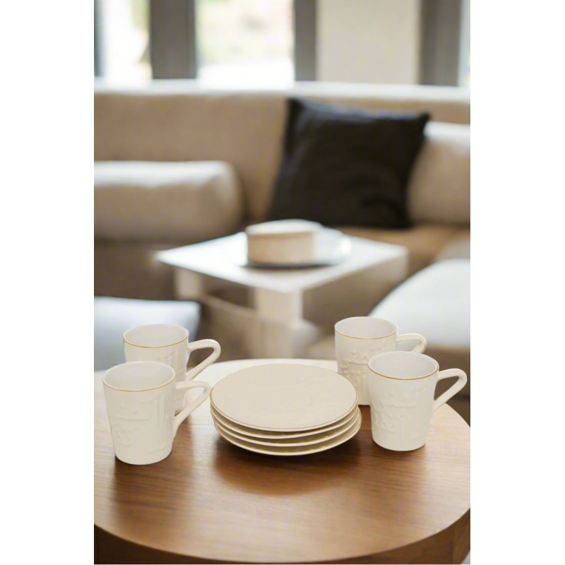 Ivory Embossed Coffee Set (8 Piece)