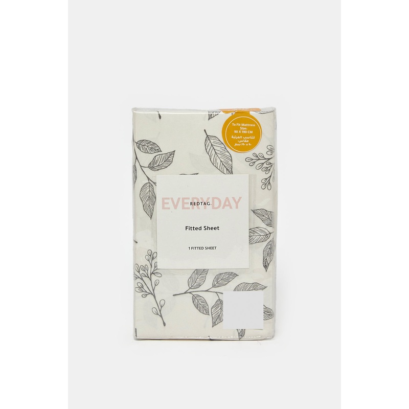 Ivory Leaf Printed Fitted Sheet (Single Size)