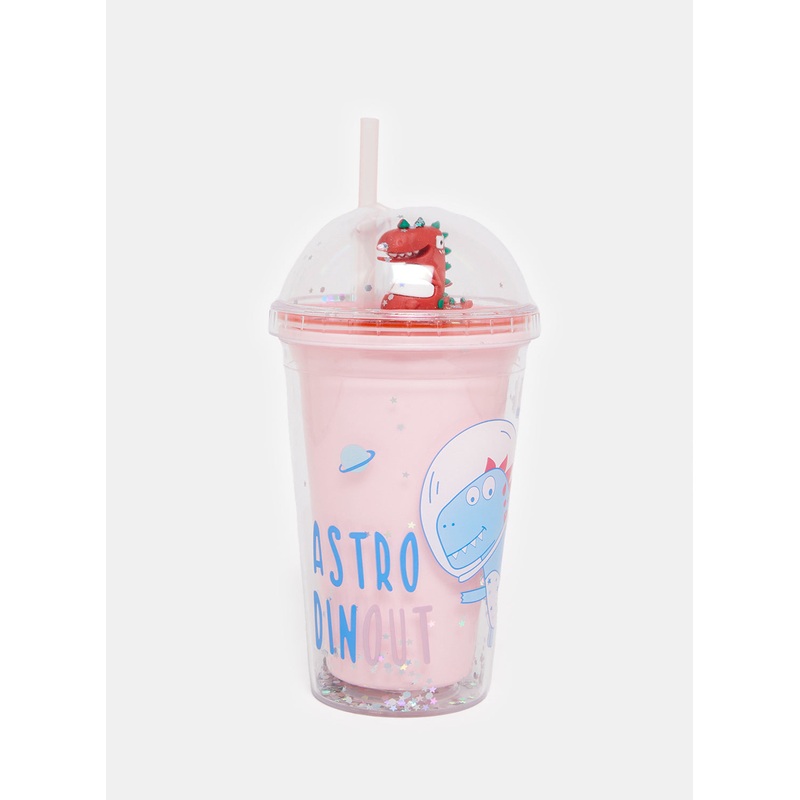 Pink Printed Straw Cup