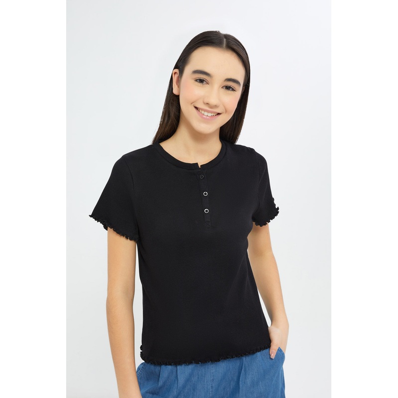 Senior Girls Black Ribbed Top|8-9 Yrs (S)|9-10 Yrs (M)|11-12 Yrs (L)|13-14 Yrs (XL)