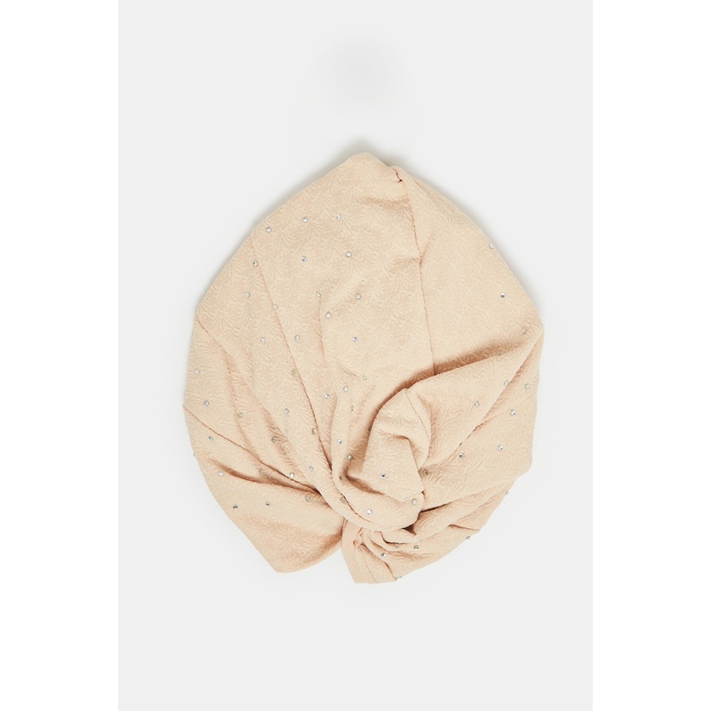 Women Beige Embellished Modest Cap