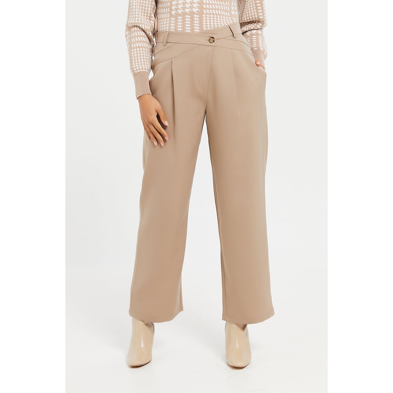 Women Beige Wrap Waist Pant|UK8|UK10|UK12|UK14|UK16|UK18