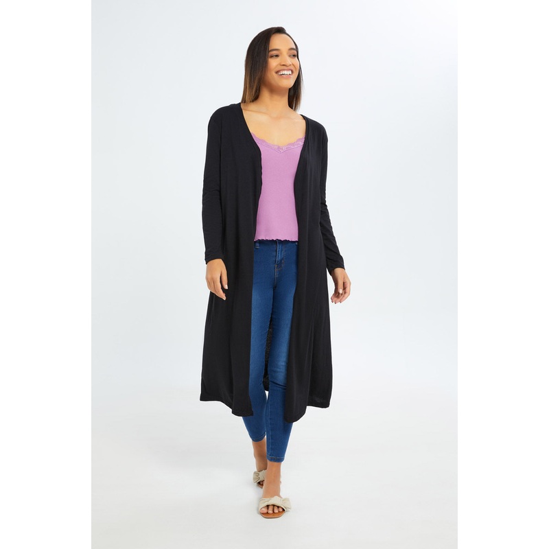 Women Black Long Sleeve Cardigan