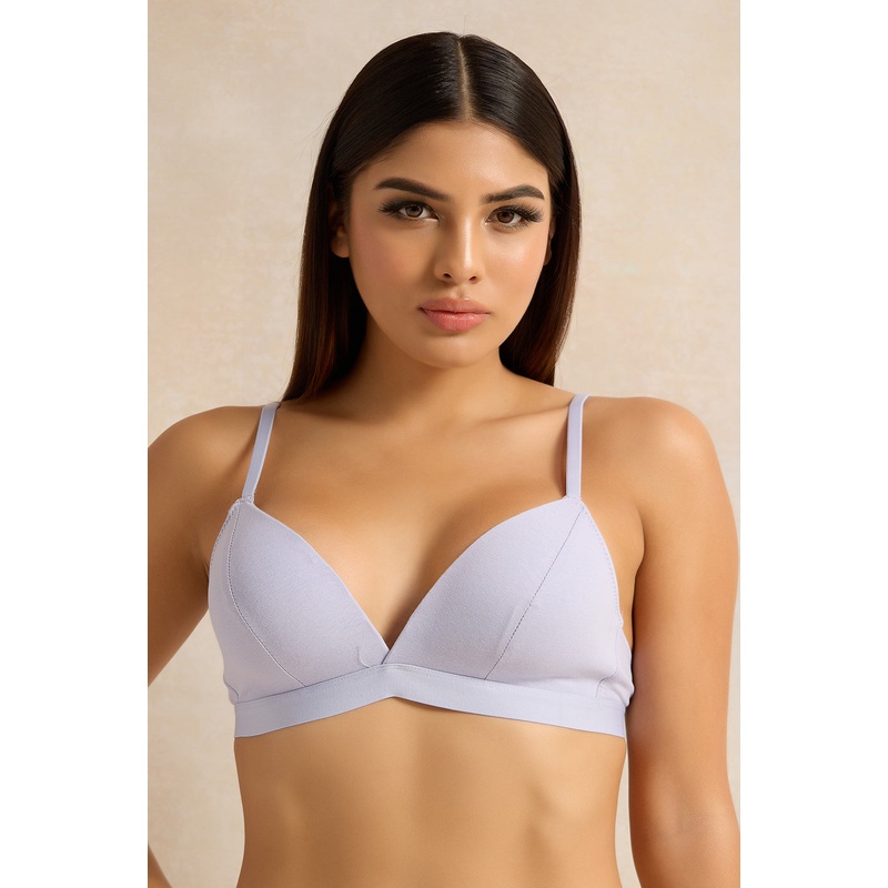 Women Blue And White Printed Non Wired Bras (Pack of 2)