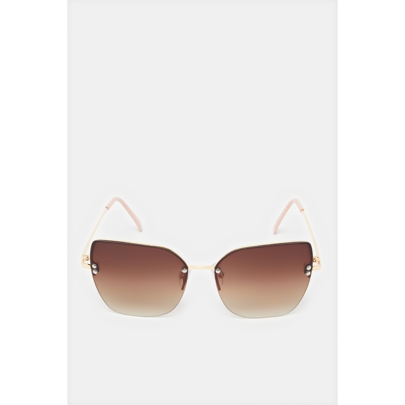 Women Brown And Gold Oversize Sunglasses