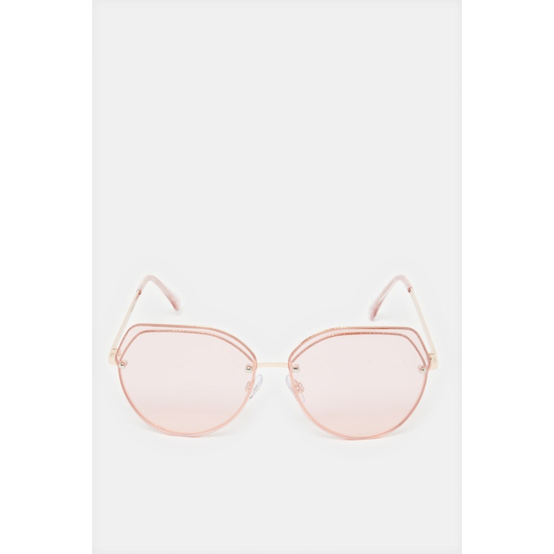 Women Pink And Gold Oversize Sunglasses