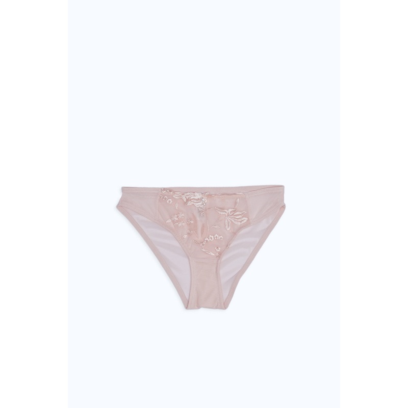 Women Pink Floral Embroidery Bikini (Single)