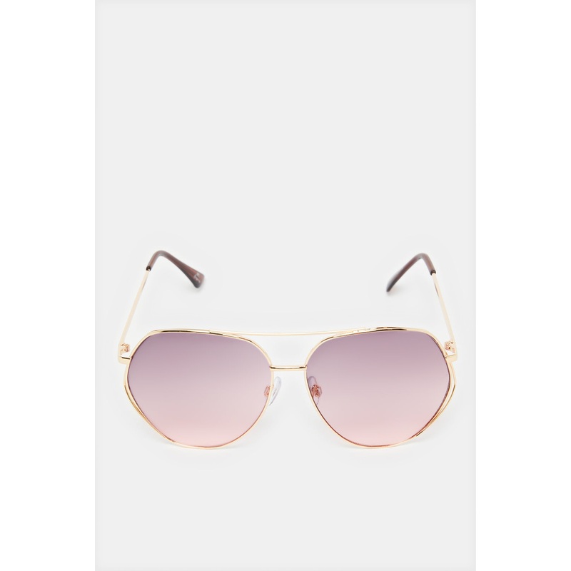 Women Purple And Gold Oversize Sunglasses