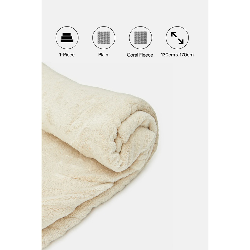 Beige Coral Fleece Blanket (Single Size)
