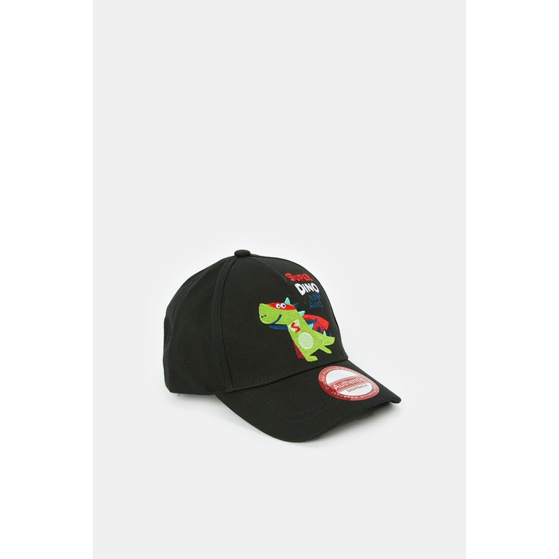 Boys Black Dino Print Cap