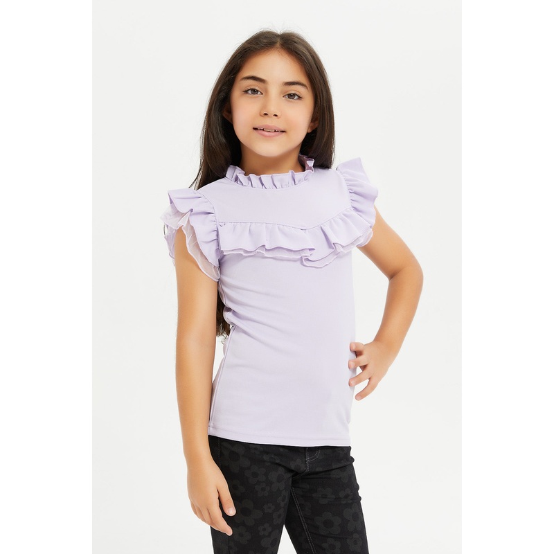 Girls Lilac Embellished T-Shirt