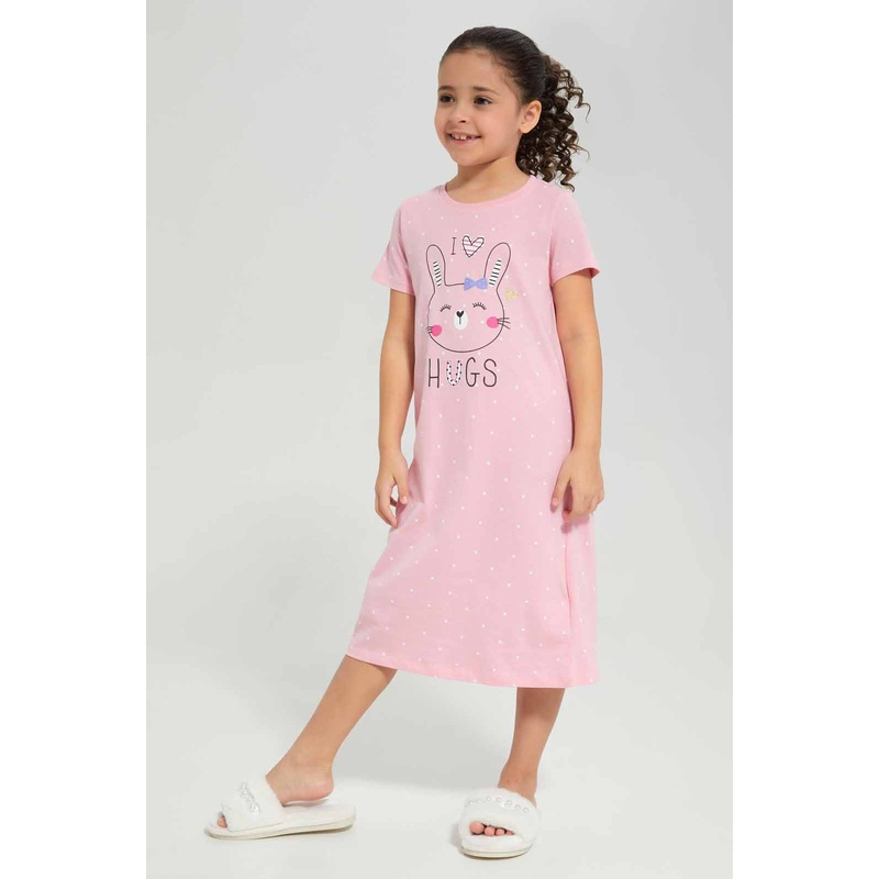 Girls Pink Bunny Nightshirt|2-3 Years|4-5 Years|5-6 Years|7-8 Years