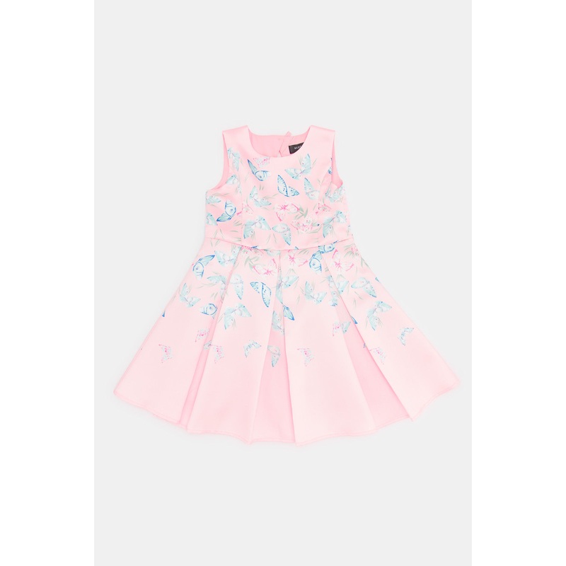 Girls Pink Butterfly Print Dress