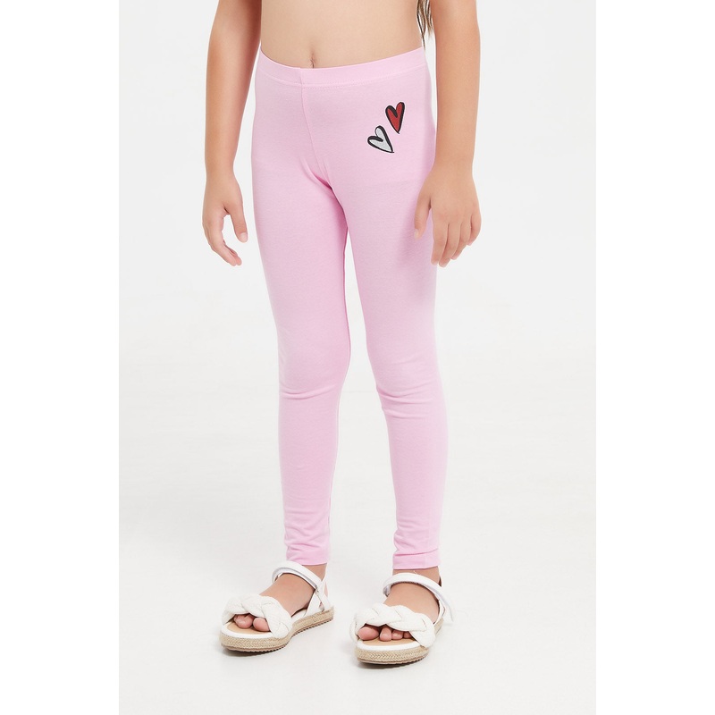 Girls Pink Embellished Leggings