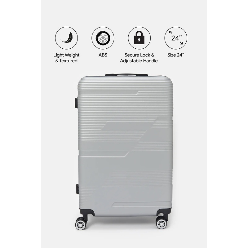 Grey Textured Abs Trolley Luggage