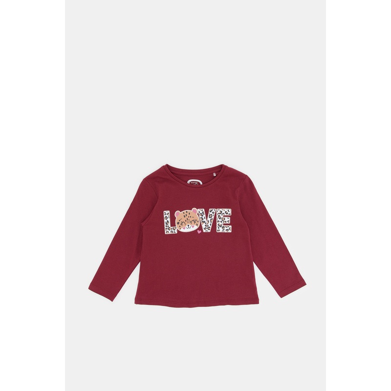 Infant Girls Burgundy Love Print T-Shirt