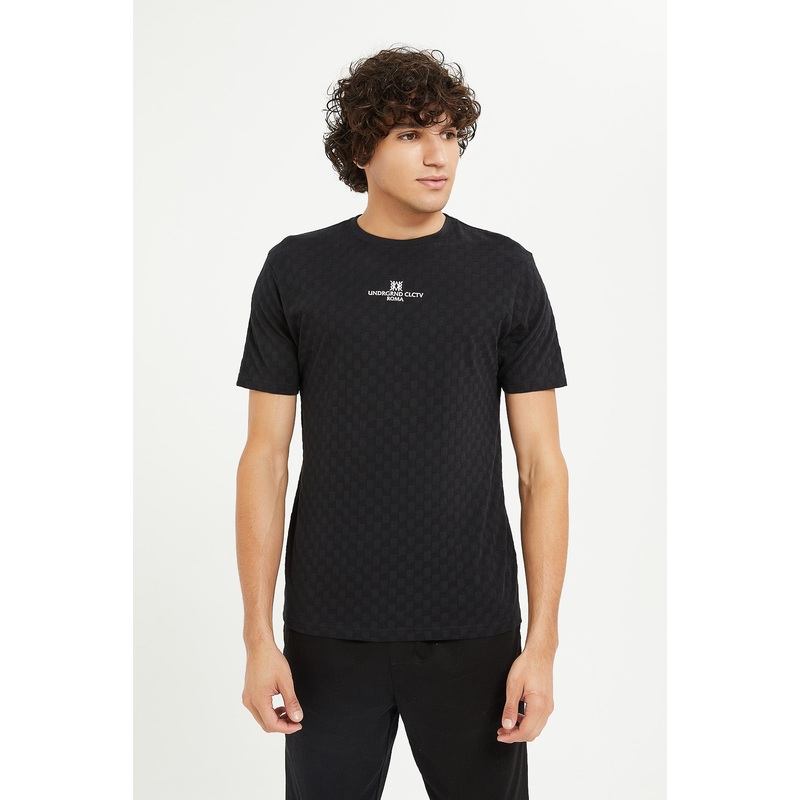 Men Black Jacquard T-Shirt|Small|Medium|Large|X-Large|XX-Large