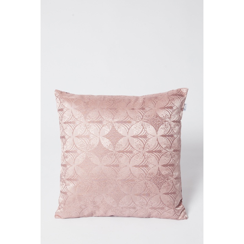 Pink Geometric Jacquard Cushion