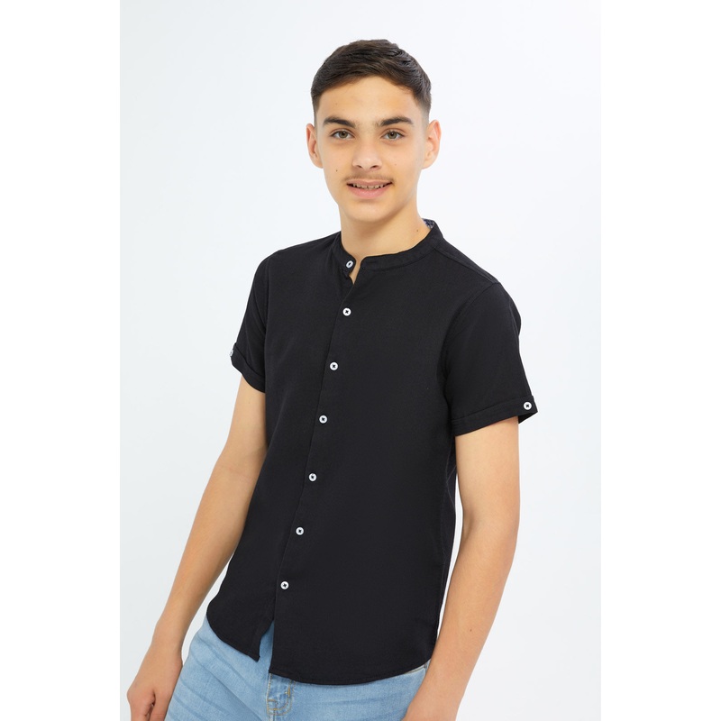 Senior Boys Black Jacquard Shirt