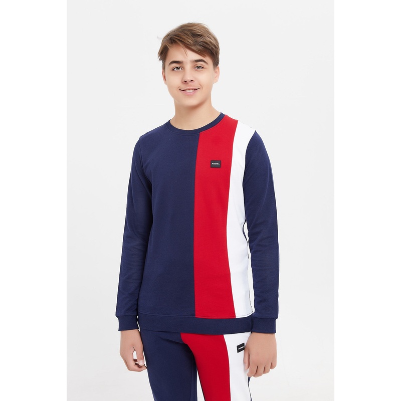 Senior Boys Navy Colour Block Sweatshirt
