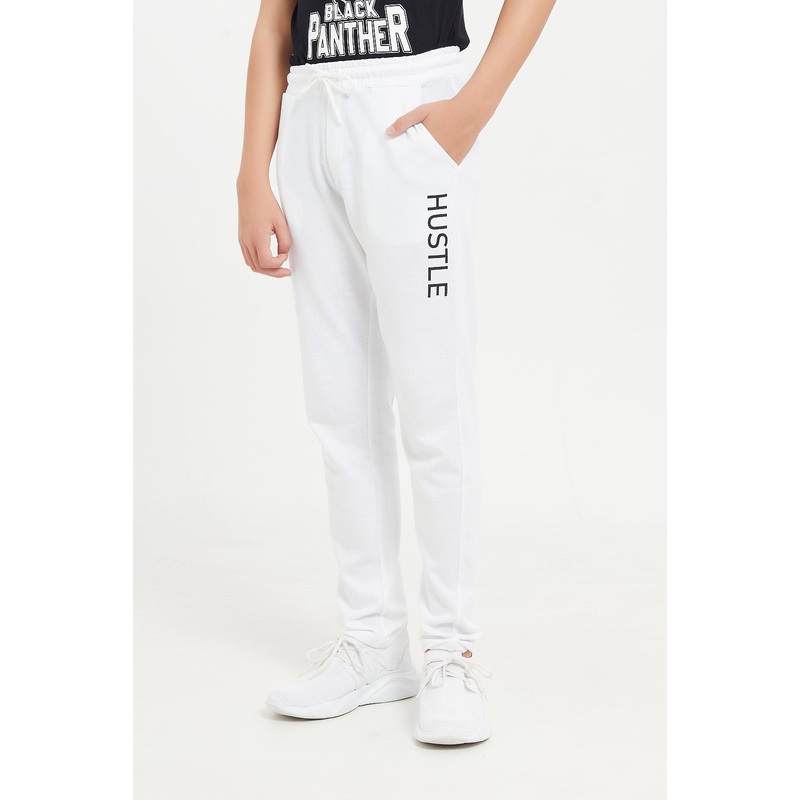 Senior Boys White Basic Active Pants