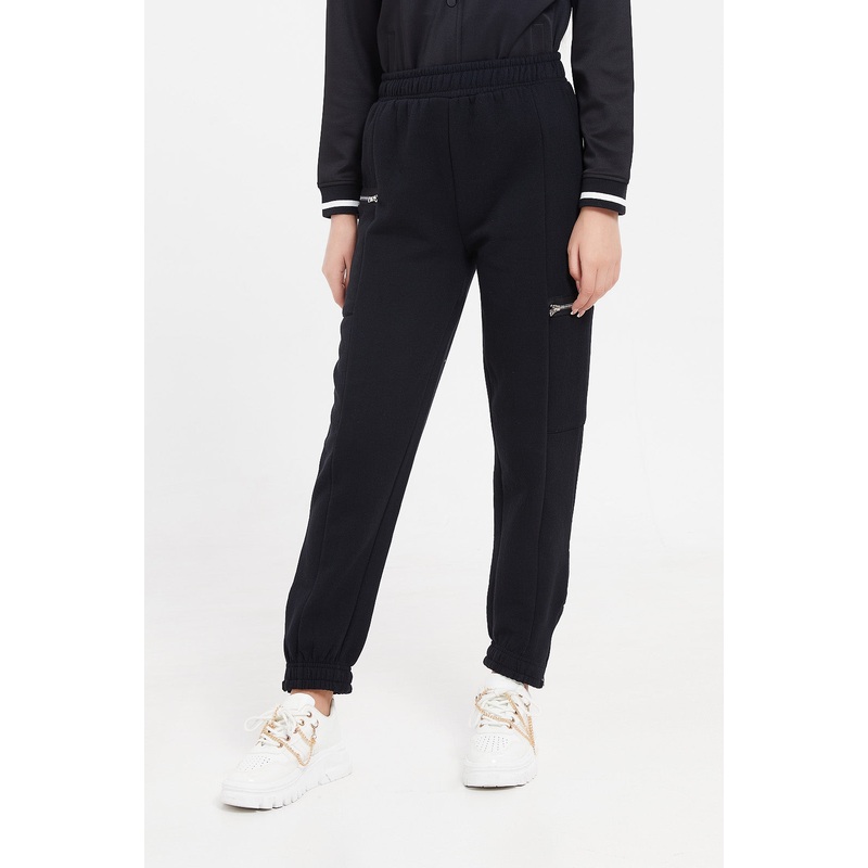 Senior Girls Black Zip Track Pants