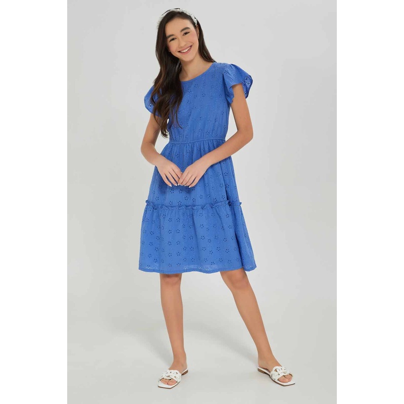 Senior Girls Blue Chiffly Layered Dress