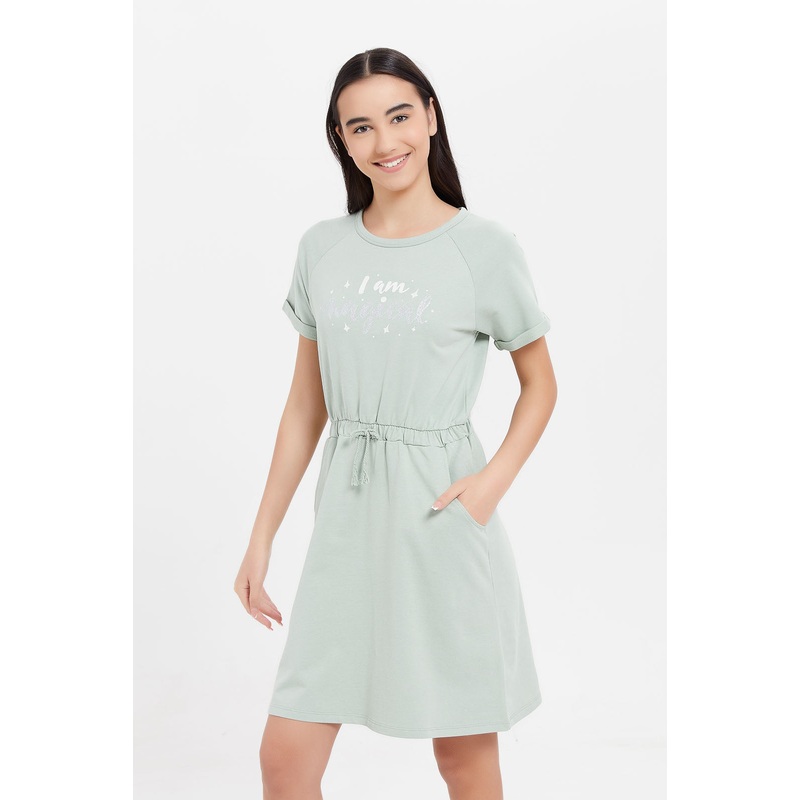 Senior Girls Green Knitted Sporty Dress