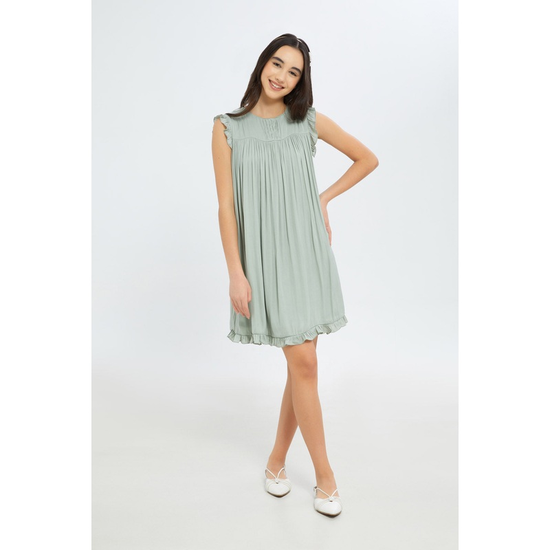 Senior Girls Mint Sateen Dress