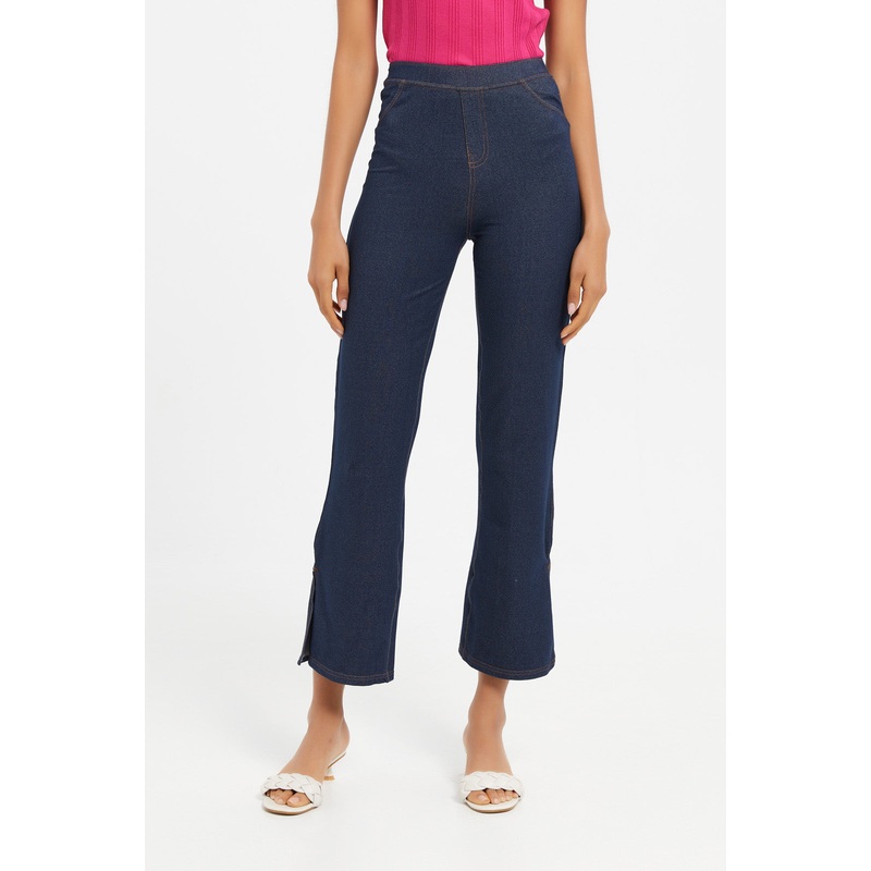 Senor Girls Navy Flared Jeggings