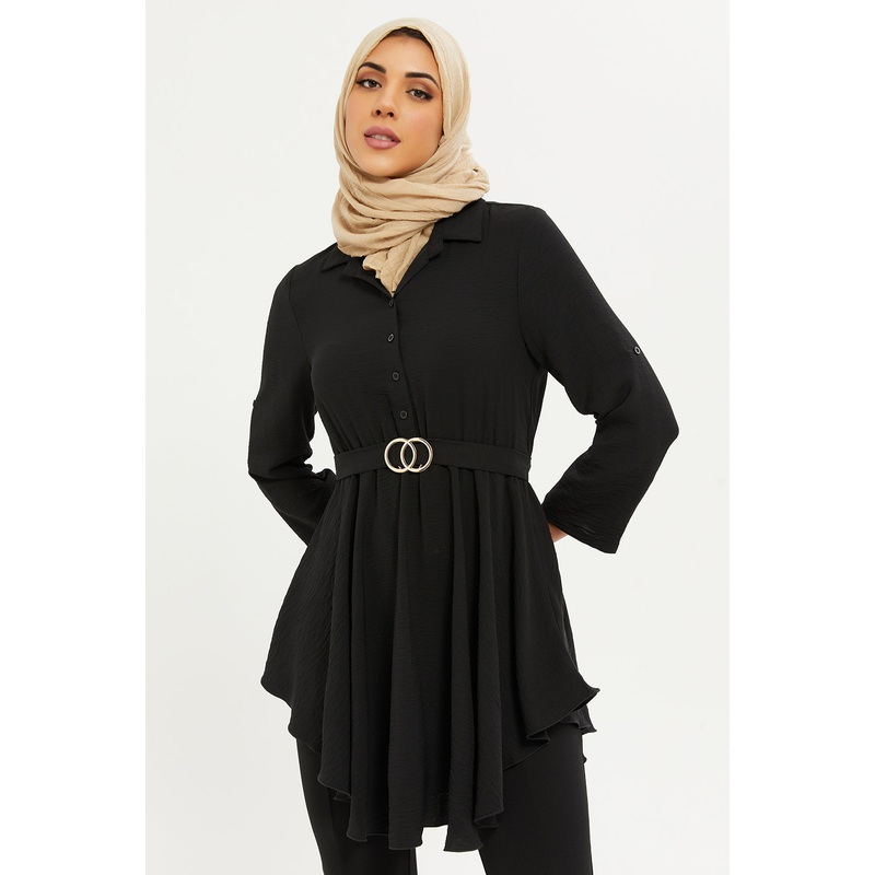 Women Black With Metal Trim Blouse