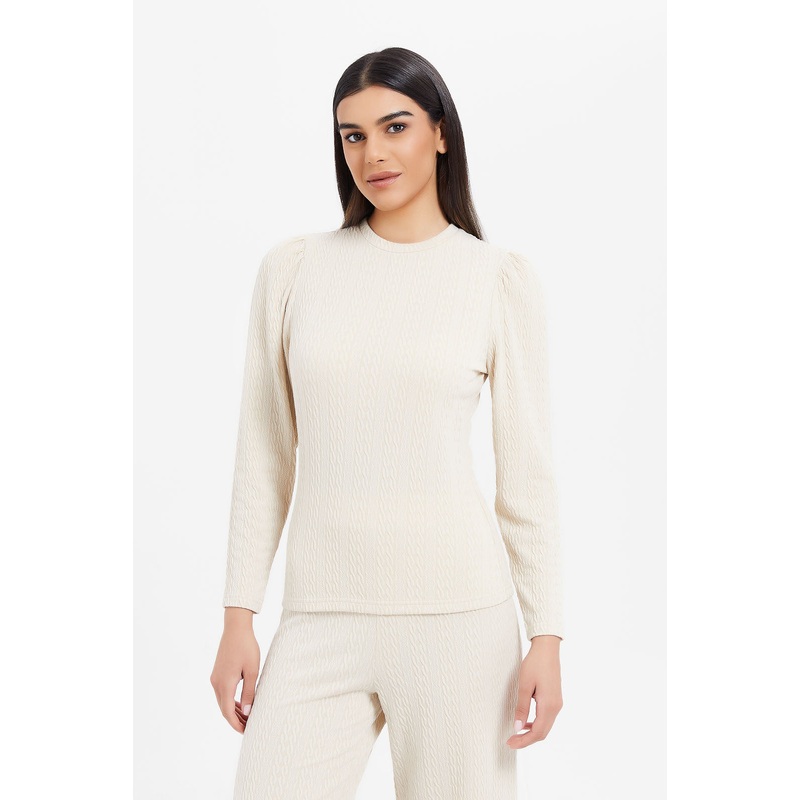 Women Ecru Textured Top|UK8|UK10|UK12|UK14|UK16|UK18