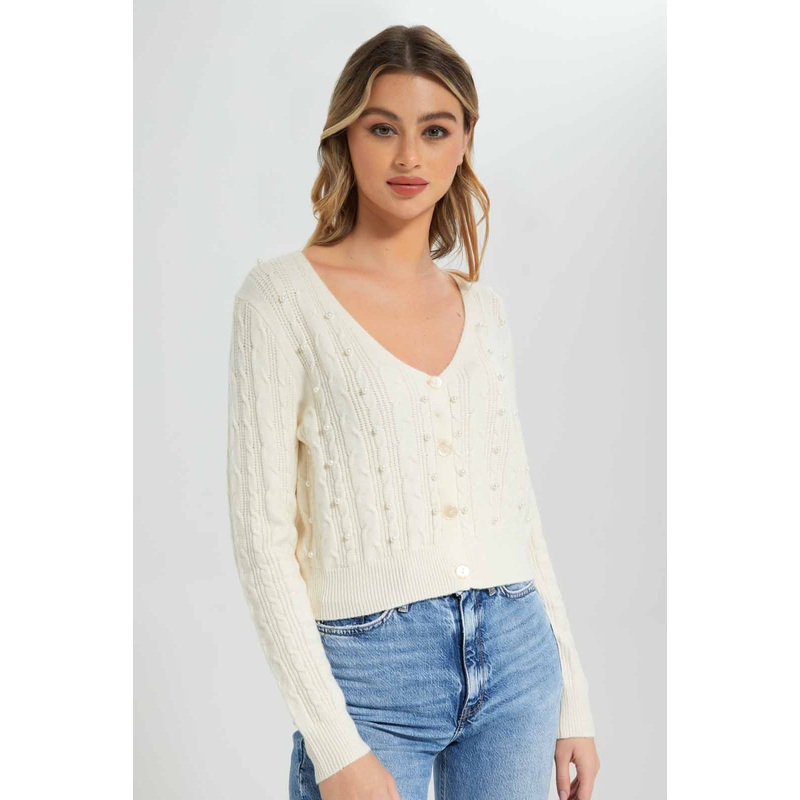 Women Ivory Knitted Cardigan|UK8|UK10|UK12|UK14|UK16|UK18